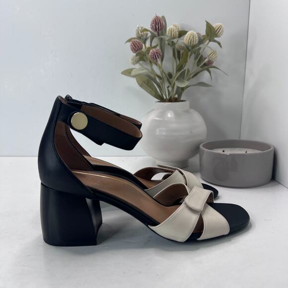 Vionic Salinas Supportive Orthotic Heeled Sandals Black Cream Women 7 Tried On - Picture 1 of 10